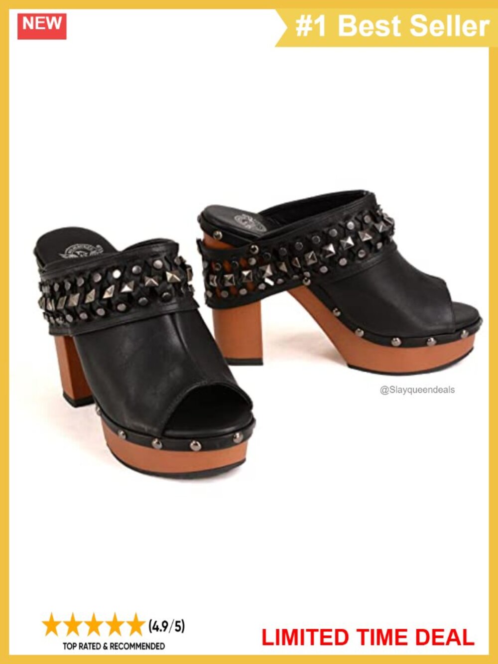 Women's Platform Clog Studded Wrap Around Slip Resistant Casual